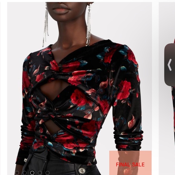 AUTUMN ADEIGBO Rowenna Twisted Floral Velvet Top Size 10 - Picture 1 of 7